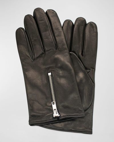 Portolano Napa Leather Gloves With Zipper - Black