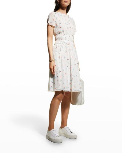 Emporio Armani Abstract Petal-Printed Creponne Dress - White