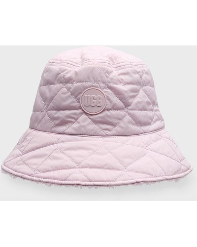 UGG Reversible Quilted Faux Fur Bucket Hat - Pink