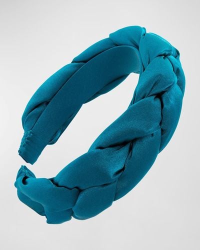 L. Erickson Silk Charmeuse Braided Headband - Blue