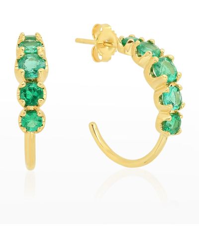 Jennifer Meyer Graduated Emerald Small Hoop Earrings - Multicolor