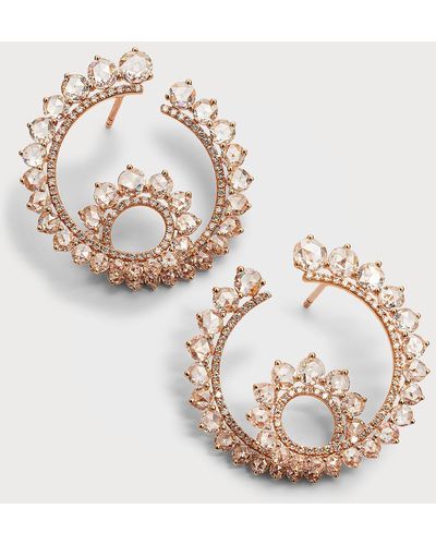 64 Facets 18k Rose Gold Loop Diamond Earrings - Metallic