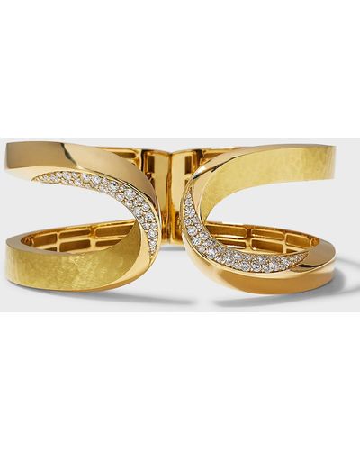 Vendorafa Yellow Gold Hammered Diamond Bracelet - Metallic