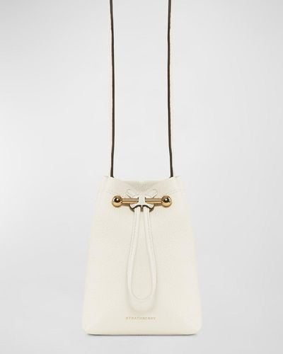 Strathberry Osette Drawstring Pouch Bucket Bag - White