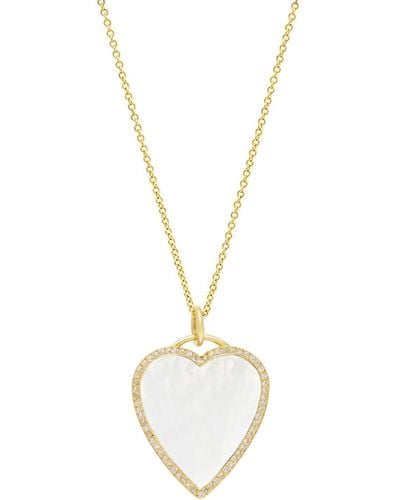 Jennifer Meyer 18k Inlay Heart Necklace With Diamonds - Metallic