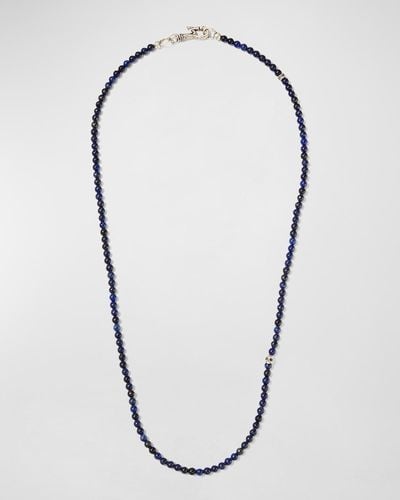 John Varvatos Skull Lapis Beaded Necklace, 24"L - Blue