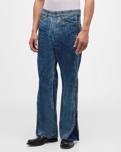 DIESEL Side-Zip Stonewashed Jeans - Blue