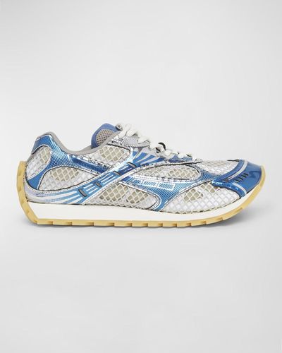 Bottega Veneta Orbit Metallic Net Runner Sneakers - Blue
