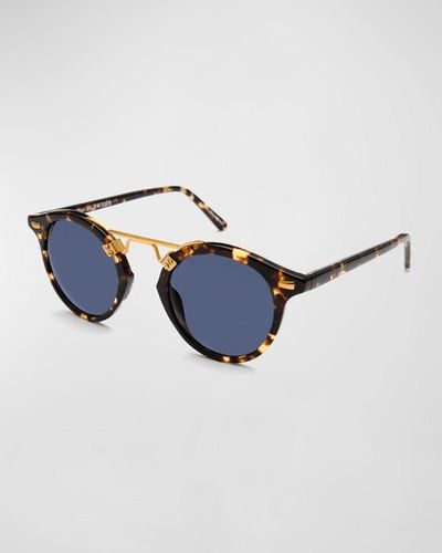 Krewe St. Louis Round Polarized Sunglasses, / Tortoise - Blue