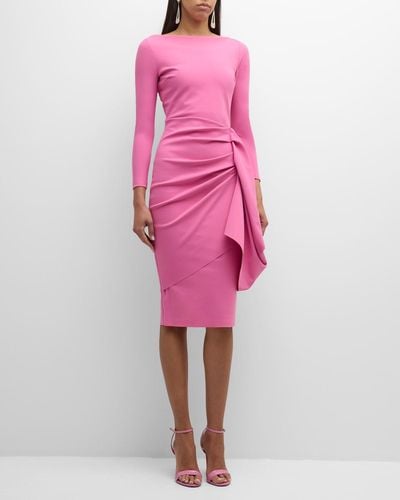 La Petite Robe Di Chiara Boni Hypnos Draped Bateau-Neck Bodycon Midi Dress - Pink