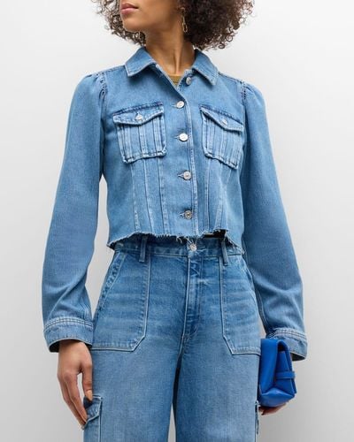 PAIGE Pacey Cropped Denim Jacket - Blue