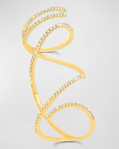 Graziela Gems 18k Yellow Gold Mega Swirl Diamond Ring, Size 7 - Metallic