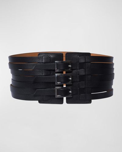 Vaincourt Paris Strap Leather Waist Belt - Black