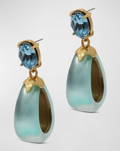 Alexis Bonbon Crystal Lucite Small Teardrop Hoop Earrings - Blue