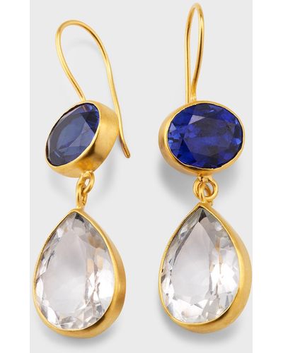 Dina Mackney Sapphire And Quartz Drop Earrings - Blue