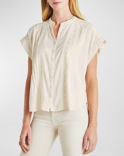 Splendid Paloma Lace Crochet-trim Short-sleeve Blouse - White