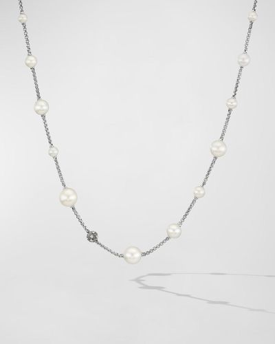 David Yurman Pearl And Pave Necklace With Diamonds - White