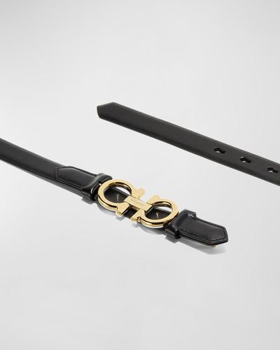 Ferragamo Reversible/adjustable Gancini Belt - 0.7"w (sized) - Metallic