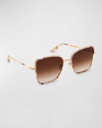 Krewe Jolene Mixed-Media Butterfly Sunglasses - White