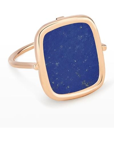 Ginette NY Rose Gold Lapis Antiqued Ring - Blue