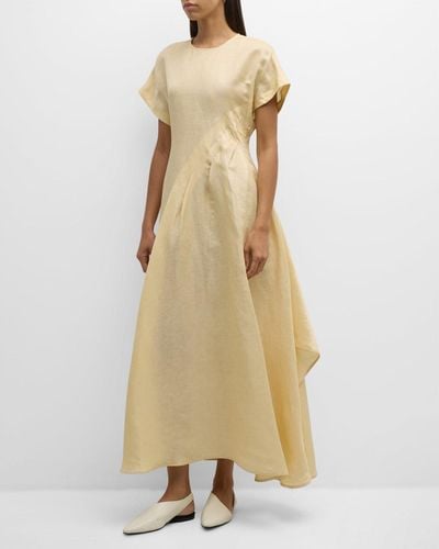 Co. Pleated Short-Sleeve Maxi Dress - Natural