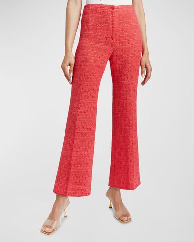 Santorelli Liza Cropped Flare-Leg Tweed Pants - Red
