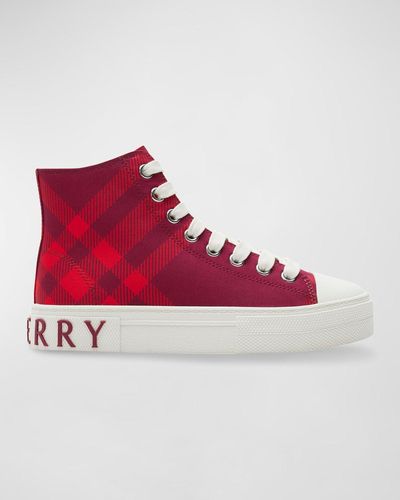 Burberry Kid's Mini Jack Check High-top Sneakers, Toddler/kids - Red
