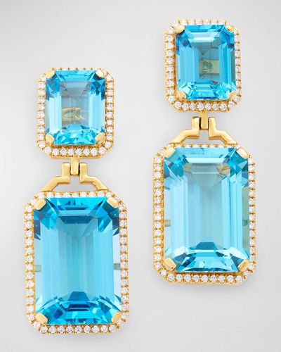 Goshwara Gossip Emerald-Cut Topaz Diamond Earrings - Blue