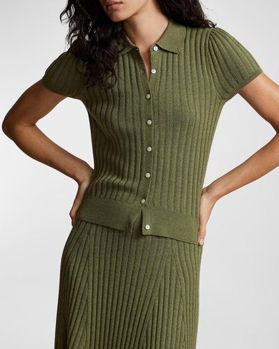 Polo Ralph Lauren Wool Short-Sleeve Cardigan - Green