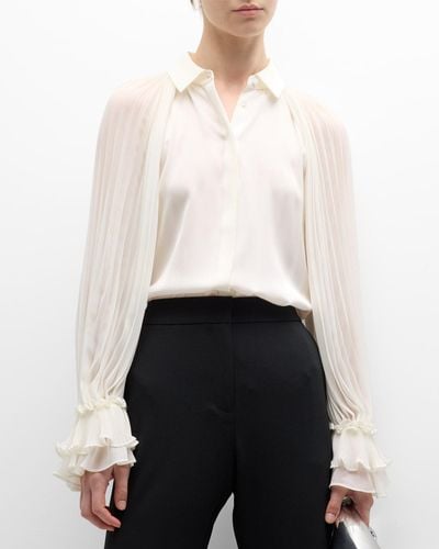 Emanuel Ungaro Samantha Button-Front Pleated Sleeve Blouse - White