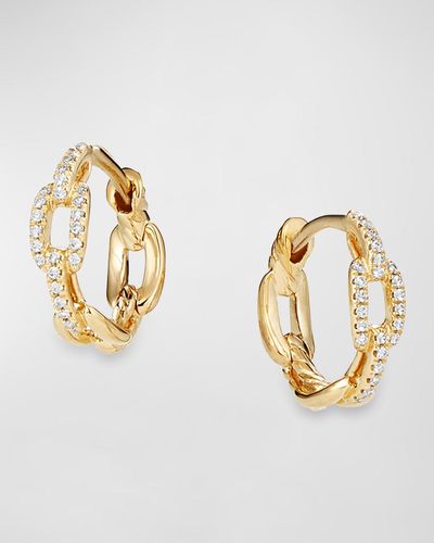 David Yurman Stax 18k Yellow Gold Diamond Chain-link Hoop Earrings, 12.5mm - Metallic