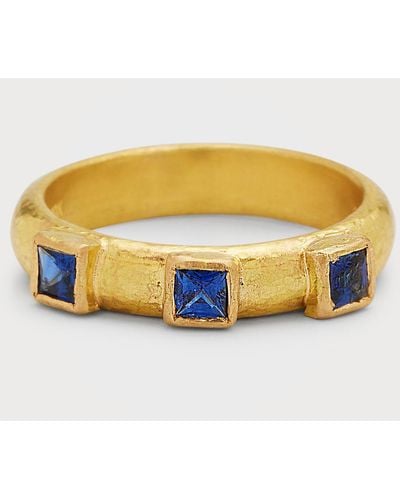 Elizabeth Locke 19k Blue Sapphire Stack Ring - Metallic