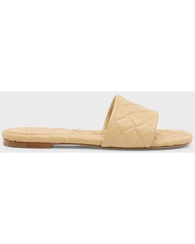 Bottega Veneta Quilted Leather Flat Slide Sandals - White