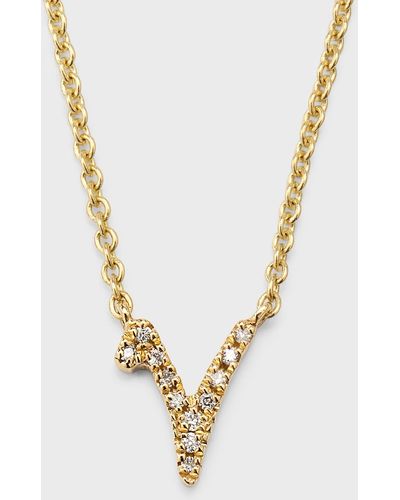 Sydney Evan 14K Diamond Pave Initial Necklace - Metallic