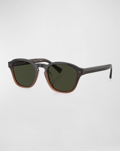 Brunello Cucinelli Polarized Acetate Square Sunglasses - Green