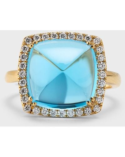 David Kord 18k Yellow Gold Ring With Swiss Blue Topaz And Diamonds, Size 7, 11.01tcw