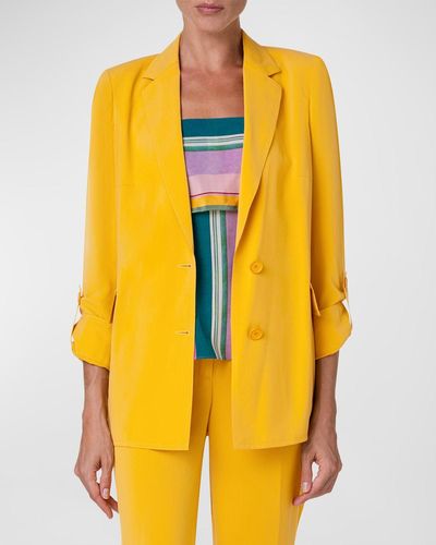 Akris Punto Crepe Blazer Jacket With Slouched Sleeves - Yellow
