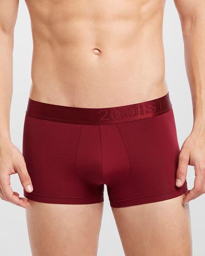 2xist Solid No-Show Boxer Trunks - Red