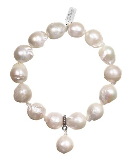 Margo Morrison Baroque Pearl Stretch Bracelet - White
