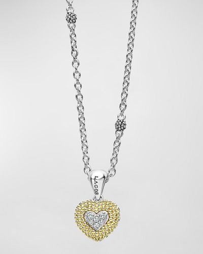 Lagos The Drop Diamond Heart Necklace - White