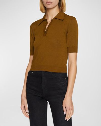 Saint Laurent Knit Button-front Polo Top - Multicolor