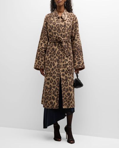 A.L.C. Winslet Cheetah Wool-blend Belted Coat - Multicolor