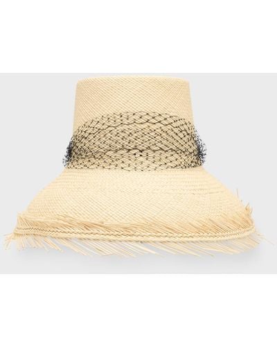 Sensi Studio El Campesino Straw Bucket Hat With Tulle - Natural