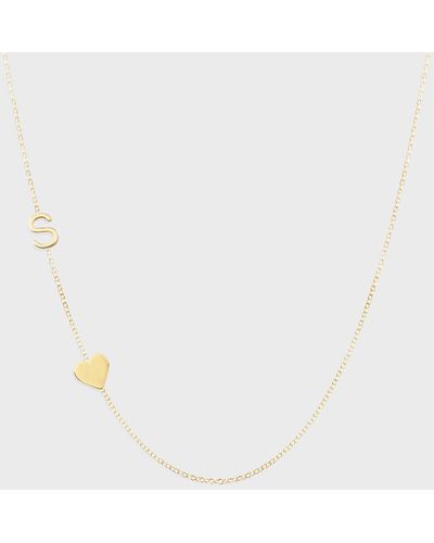 Maya Brenner Personalized Mini One-Letter & Heart Pendant Necklace - White