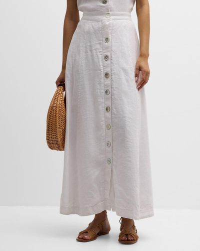 Finley Nicole Button-Down Linen Maxi Skirt - White