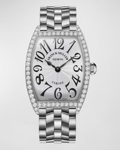 Franck Muller Cintree Curvex Stainless Steel Diamond Watch With Bracelet Strap - Gray