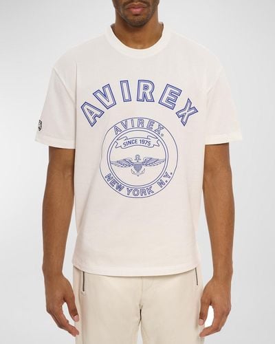 Avirex Stadium Logo-Print Crewneck T-Shirt - White