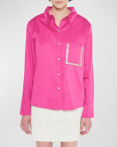 AS by DF Valentina Embellished Satin Blouse - Pink