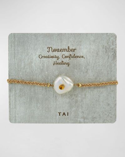 Tai Baroque Pearl Handmade Birthstone Bracelet - Gray