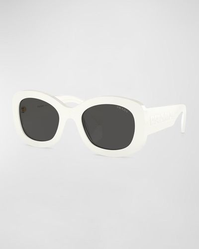 Prada Oversized Logo Acetate & Plastic Oval Sunglasses - Multicolor